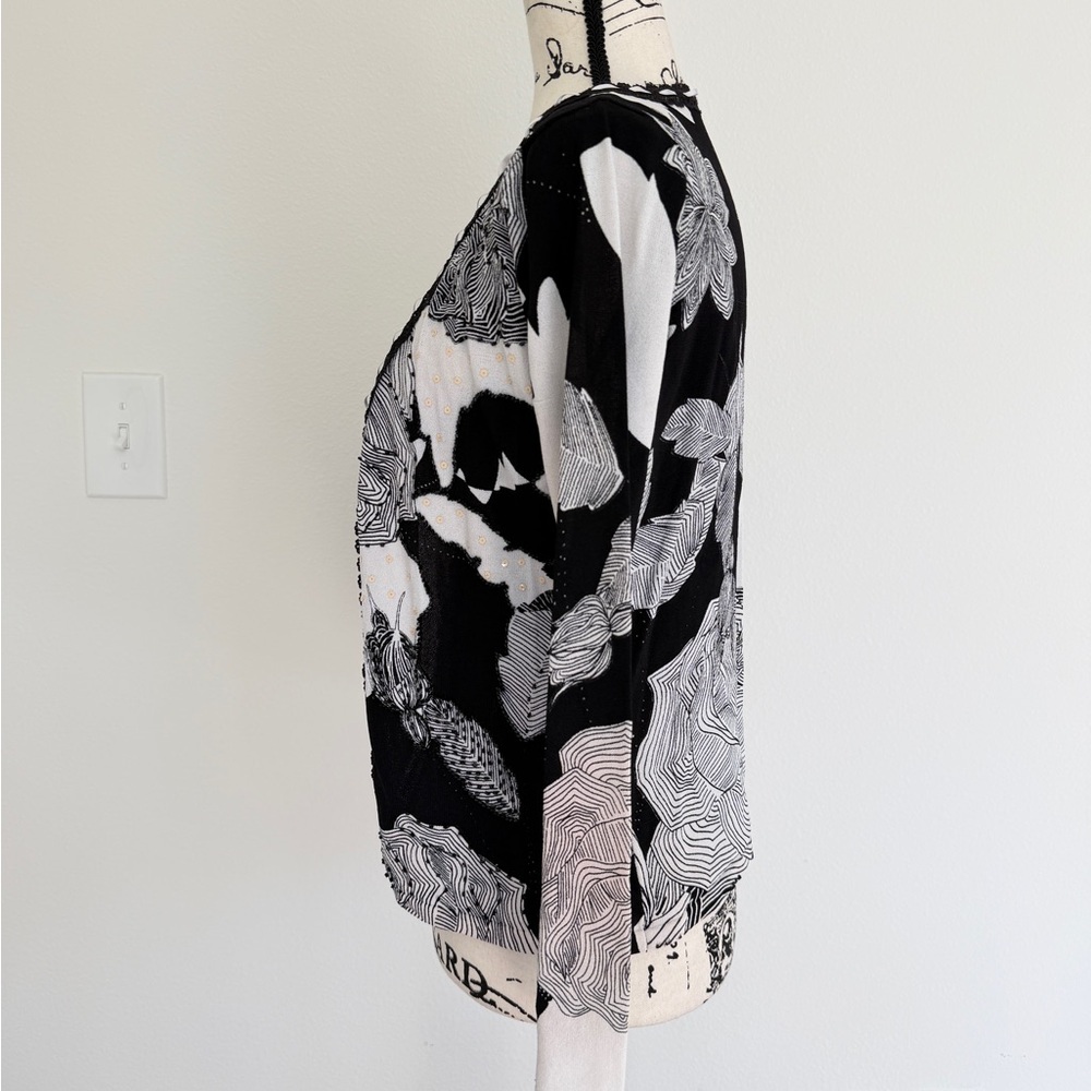 Alberto Makali Monochrome Floral Open Cardigan &‎ Tank Top Set Sz M Romantic - Picture 7 of 16